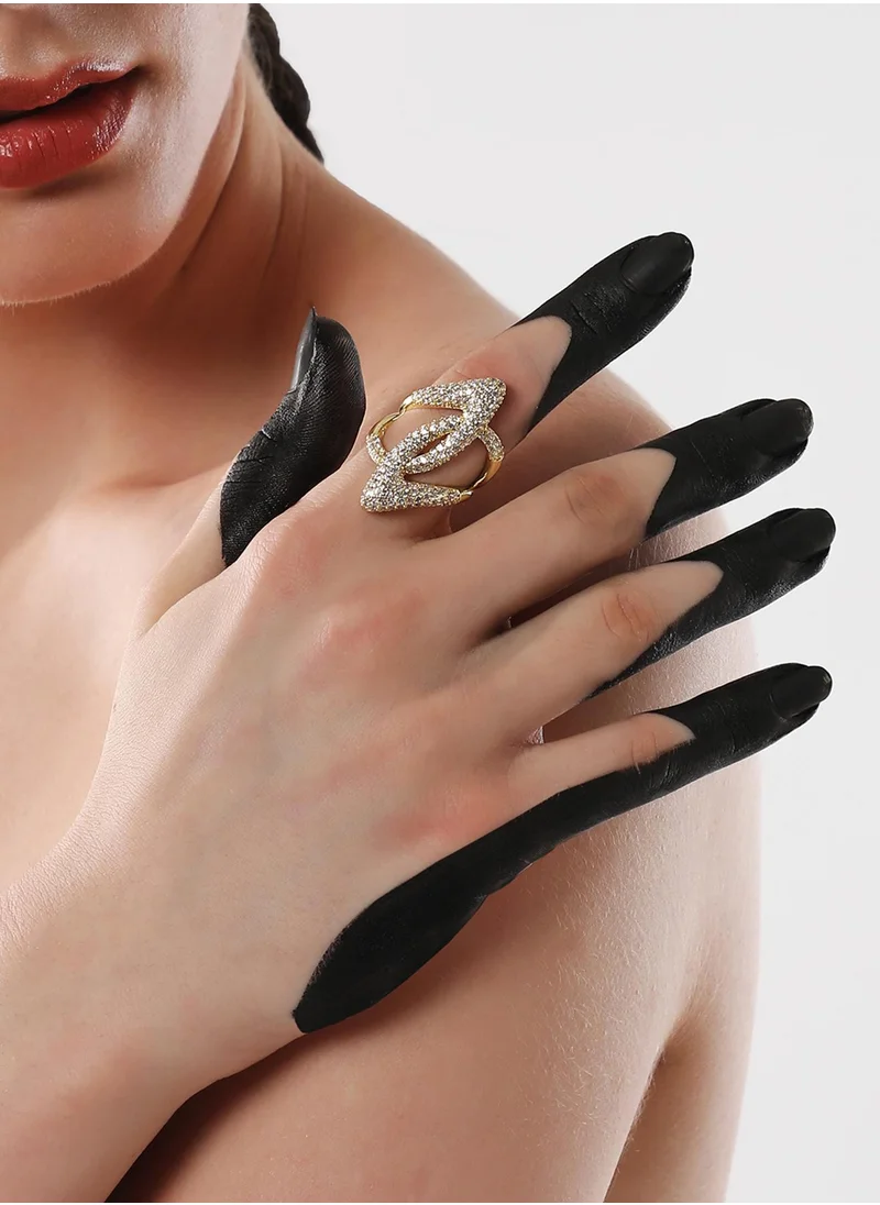 SOHI Stone Studded Adjustable Finger Ring