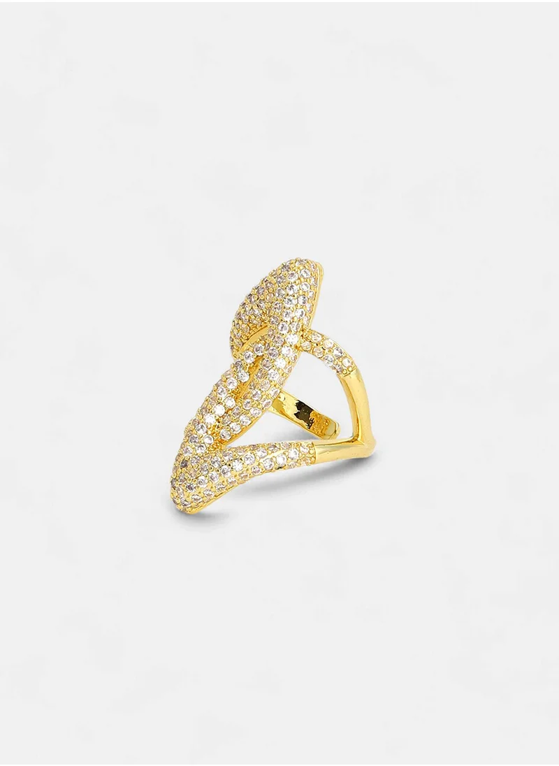 SOHI Stone Studded Adjustable Finger Ring