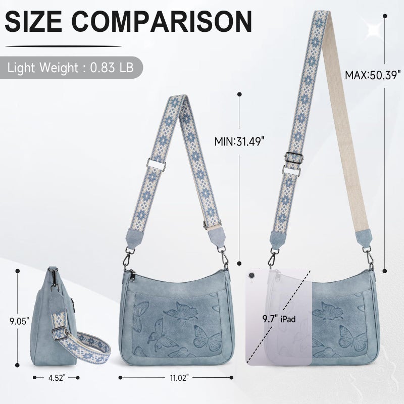 KITEVIUN Crossbody Bags for Women Trendy, Vegan Leather Medium Butterfly Hobo Purse, Women's Shoulder Handbags - Image 5