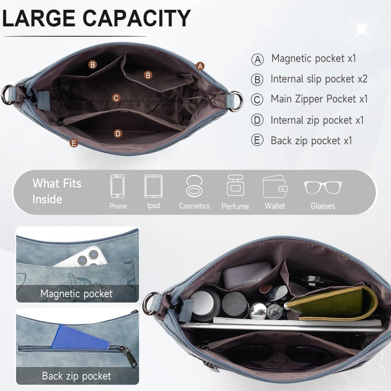 KITEVIUN Crossbody Bags for Women Trendy, Vegan Leather Medium Butterfly Hobo Purse, Women's Shoulder Handbags - Image 3