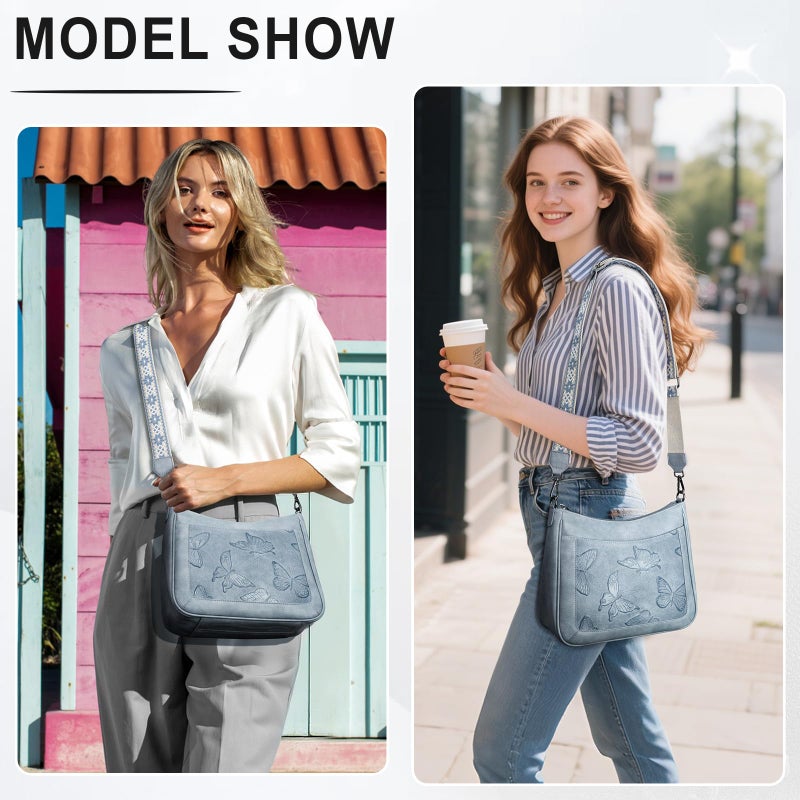 KITEVIUN Crossbody Bags for Women Trendy, Vegan Leather Medium Butterfly Hobo Purse, Women's Shoulder Handbags - Image 2