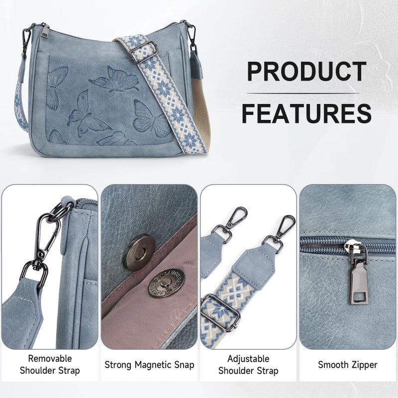 KITEVIUN Crossbody Bags for Women Trendy, Vegan Leather Medium Butterfly Hobo Purse, Women's Shoulder Handbags - Image 4