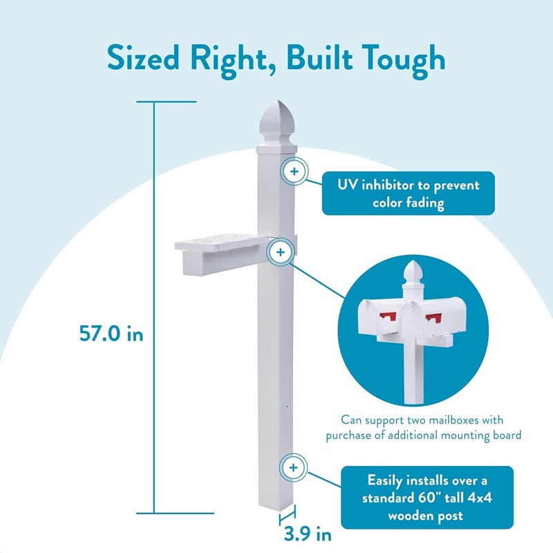 ARCHITECTURAL MAILBOXES عمود صندوق البريد البلاستيكي ويتلي، رمز التوافق A، B، C، WP000WAM، أبيض - Image 4