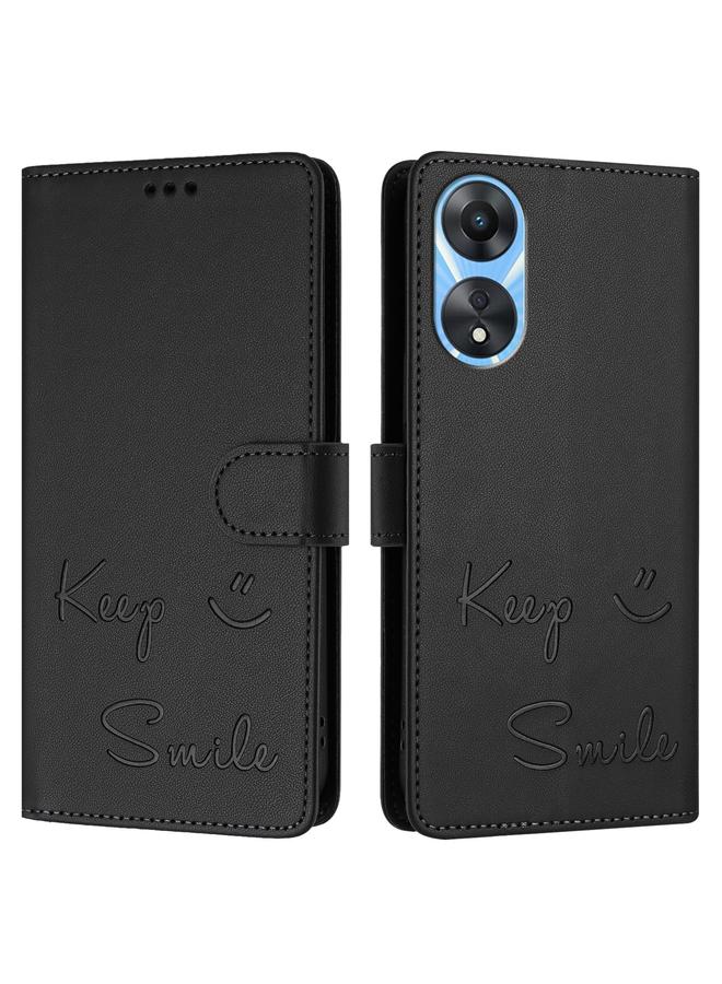 S-TOP Case For OPPO A78 5G Global / A1X 5G Smile Embossing RFID Leather Phone Case - Image 3