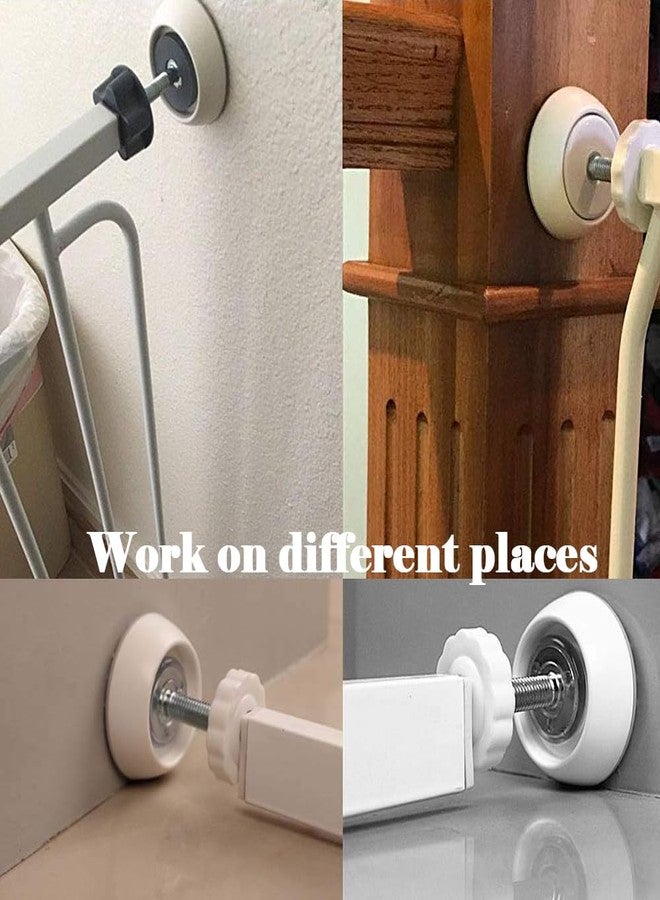VMAISI 4 Pack Baby Extender Extension-M8(8mm) Child Safety Pressure Mounted Baby Gate Threaded Spindle Rods Replacement Parts Bundle with Wall Protector for Stairs Cup Guard (White, 8MM) - Image 2