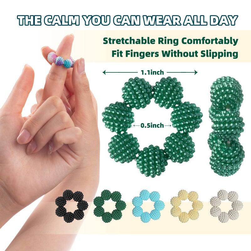 NPPN Spiky Sensory Rings - 10 Pack Fidget Rings for Anxiety Relief, Finger Massager for Adults & Teens, Quiet Acupressure Ring for Classroom & Office (Solid) - Image 3