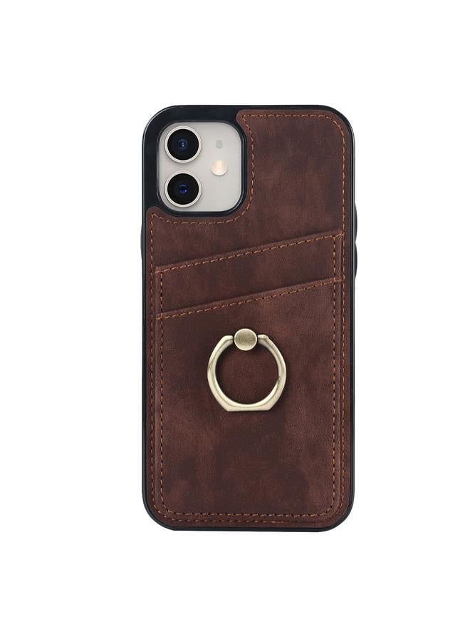 Zaboon Case For iPhone 11 Vintage Patch Leather Phone Case with Ring Holder - Image 3