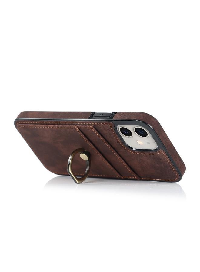 Zaboon Case For iPhone 11 Vintage Patch Leather Phone Case with Ring Holder - Image 4