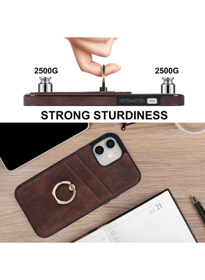 Zaboon Case For iPhone 11 Vintage Patch Leather Phone Case with Ring Holder - Image 5