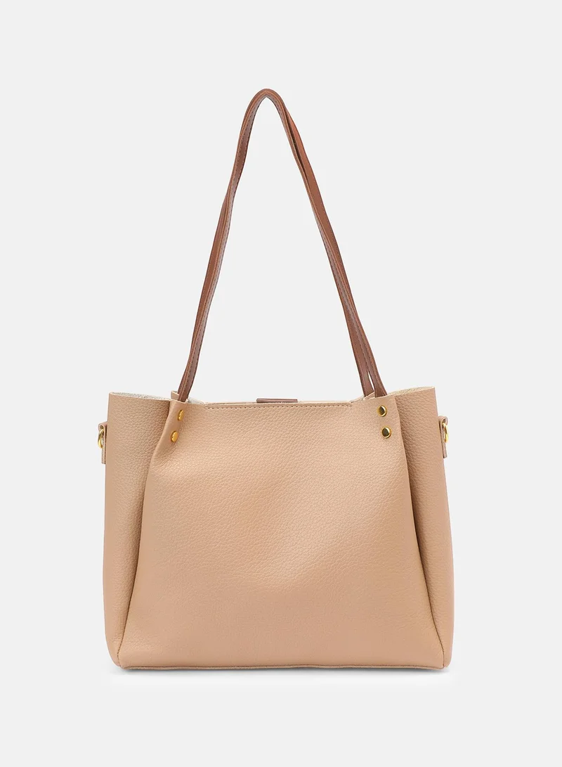 Haute Sauce Solid Zip Lock Regular Vegan Leather Hand Bag For Women