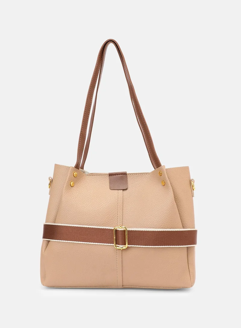 Haute Sauce Solid Zip Lock Regular Vegan Leather Hand Bag For Women