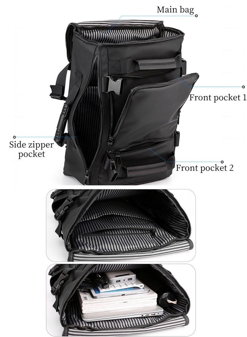 موفانت حقيبة ظهر كبيرة السعة، حقيبة ظهر أنيقة للكمبيوتر المحمول مقاس 16 بوصة، حقيبة كتف متعددة الجيوب، حقيبة ظهر للسفر للأعمال، حقيبة يد، 44 × 31 × 18 سم، أسود - Image 5