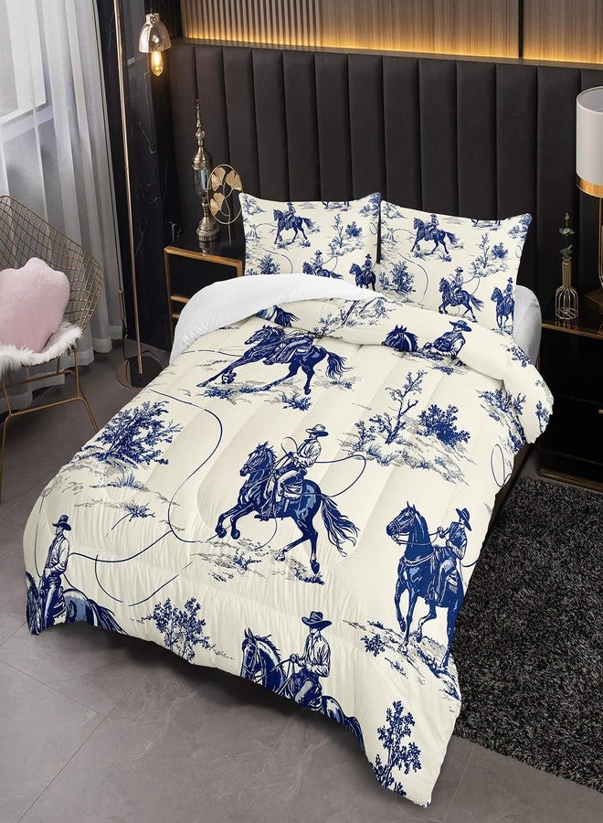 XYNHML Western Cowboy Wrangler Comforter 3Pcs Twin Wild West Desert Hand Drawn Illustration Bedding Set for Kid Teen Girl Boy Adult Country Animal Quilt Bed Decor with 1 Comforter and 2 Pillowcases - Image 2