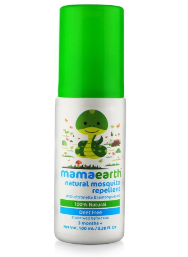 Mamaearth Natural Mosquito Repellent for Babies (100ml) - DEET-Free, 100% Natural with Citronella & Lemongrass Oil - Up to 8 Hours Protection - Image 1