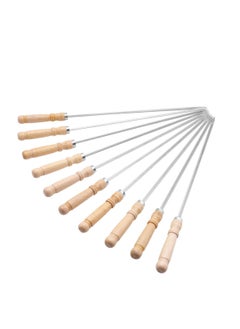 MARKQ BBQ Skewers 40 cm Stainless Steel Kebab Skewer with Wooden Handle for Roasting Grilling Camping Bonfire 12 Pieces  - Image 1