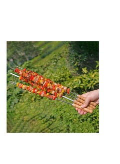 MARKQ BBQ Skewers 40 cm Stainless Steel Kebab Skewer with Wooden Handle for Roasting Grilling Camping Bonfire 12 Pieces  - Image 3