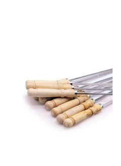 MARKQ BBQ Skewers 40 cm Stainless Steel Kebab Skewer with Wooden Handle for Roasting Grilling Camping Bonfire 12 Pieces  - Image 5
