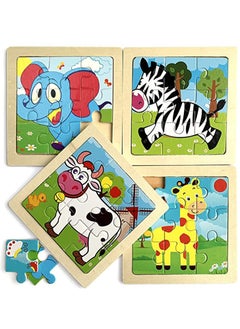 Peachjoy Wooden Toddlers Puzzles Kids Toys Gifts, Toddler Wooden Puzzles for Kids Ages 1-5, 4 Pack Animal Jigsaw Puzzles Set Preschool Learning Toys Boys Girls Gifts  - Image 1