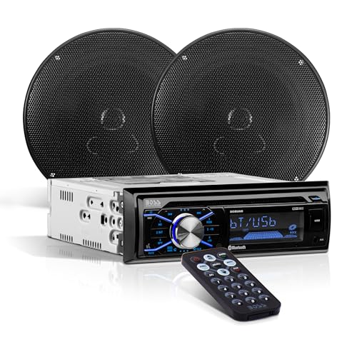 BOSS AUDIO SYSTEMS بوس أنظمة الصوت 656BCK حزمة ستيريو السيارة - دين واحد، بلوتوث، CD MP3 USB راديو AM FM، مكبرات صوت كاملة النطاق 6.5 بوصة 2 طريق، أسود - Image 1