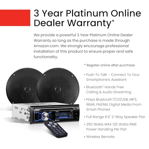 BOSS AUDIO SYSTEMS بوس أنظمة الصوت 656BCK حزمة ستيريو السيارة - دين واحد، بلوتوث، CD MP3 USB راديو AM FM، مكبرات صوت كاملة النطاق 6.5 بوصة 2 طريق، أسود - Image 4