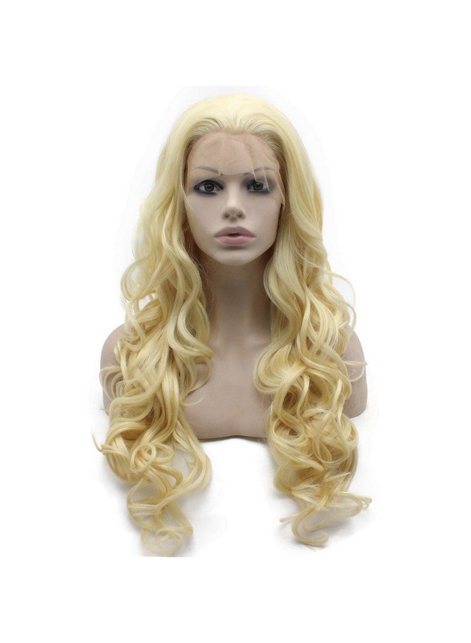 MX angel Mxangel Long Wavy 613 Blonde Hand Tied Synthetic Hair Lace Front Wig Natural - Image 1