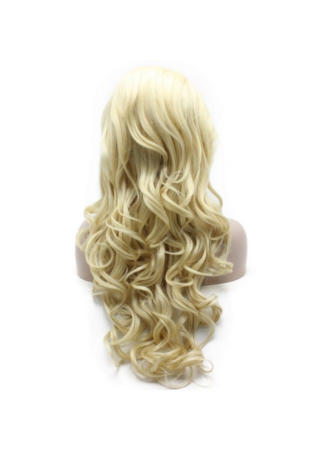 MX angel Mxangel Long Wavy 613 Blonde Hand Tied Synthetic Hair Lace Front Wig Natural - Image 5