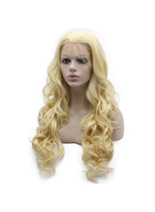 MX angel Mxangel Long Wavy 613 Blonde Hand Tied Synthetic Hair Lace Front Wig Natural - Image 4