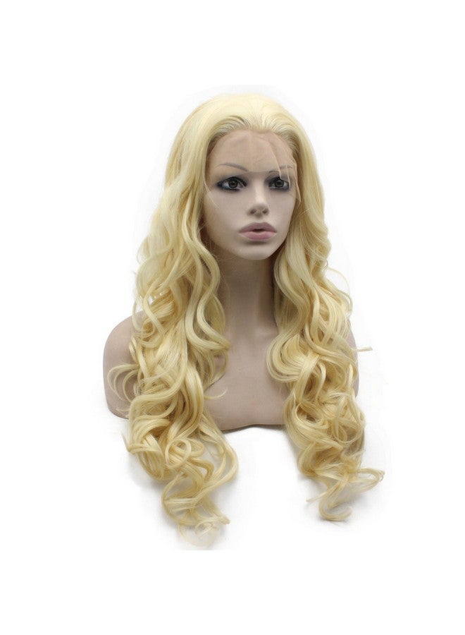 MX angel Mxangel Long Wavy 613 Blonde Hand Tied Synthetic Hair Lace Front Wig Natural - Image 3