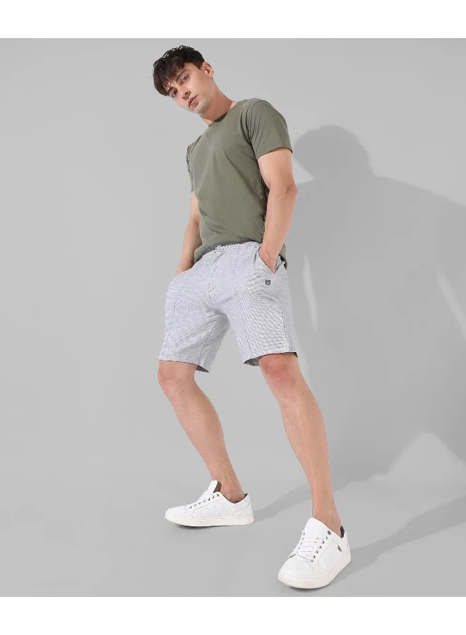 Campus Sutra Men's Solid Grey Regular Fit Casual Shorts