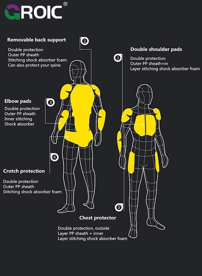 GROIC Motorcycle Protective Jacket,Full Body Armor, Spine Chest Protection Gear,Motocross Spine Chest Motocross Protective Shirt,Motocross Riding Protective Gear,ATV Dirt Bike Chest Spine Protector - Image 4