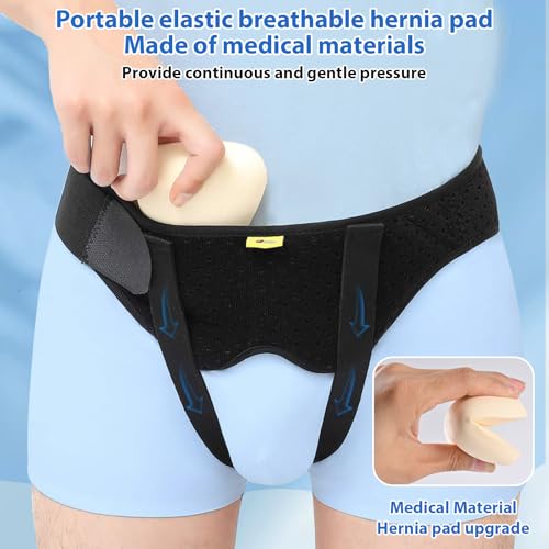 TENB Inguinal Hernia Belt for Men Support Hernias Truss for Single/Double Post-Surgical Adjustable Waist Strap with 2 Removable Compression Pads Breathable Material (X-Large) - Image 3