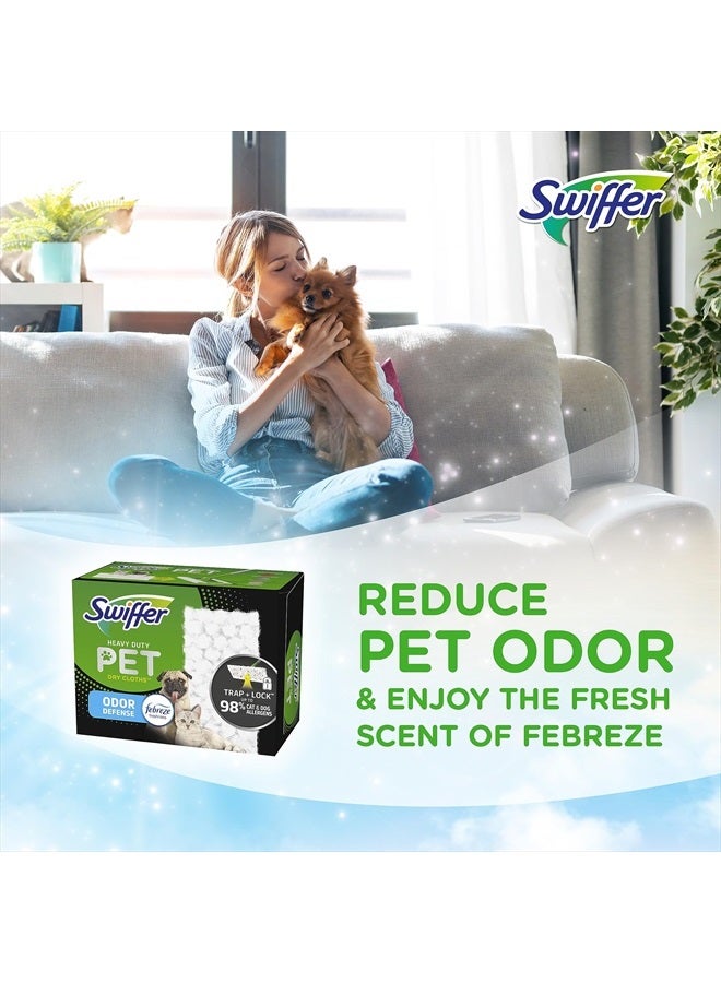 Swiffer Sweeper Pet, Heavy Duty Dry Sweeping Cloth Refills with Febreze Odor Defense, 32 Count, Liquid - Image 5