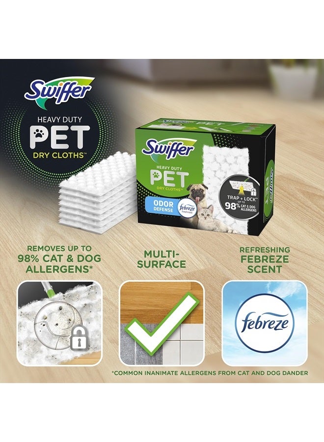 Swiffer Sweeper Pet, Heavy Duty Dry Sweeping Cloth Refills with Febreze Odor Defense, 32 Count, Liquid - Image 3