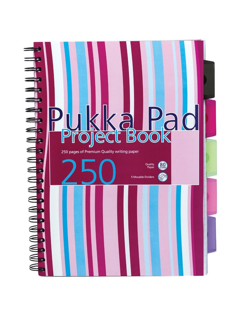 Pukka Pad - A4 Size Stripes Project Notebook 250 Sheets Assorted Colours - Image 1