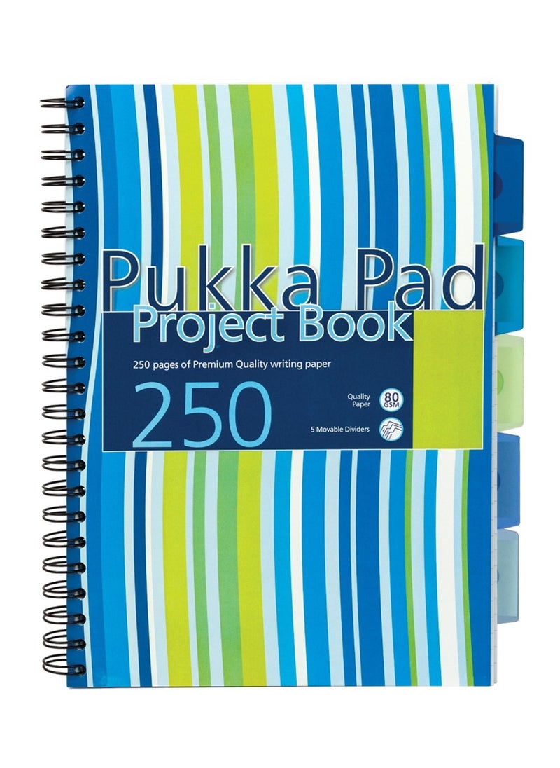 Pukka Pad - A4 Size Stripes Project Notebook 250 Sheets Assorted Colours - Image 1