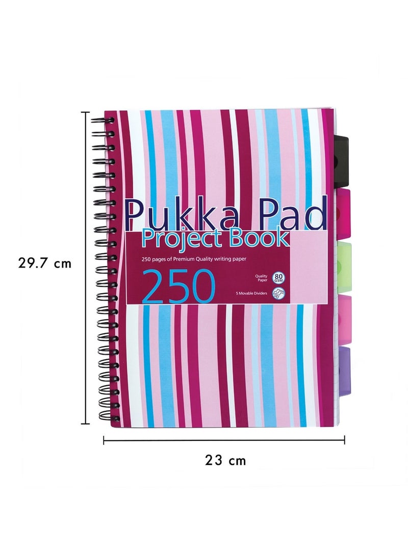 A4 Size Stripes Project Notebook 250 Sheets Assorted Colours - pzsku/Z3881C630BEBBEAE7A00FZ/45/_/1734248361/d6d926c3-ee0b-4646-a576-716a57360e62