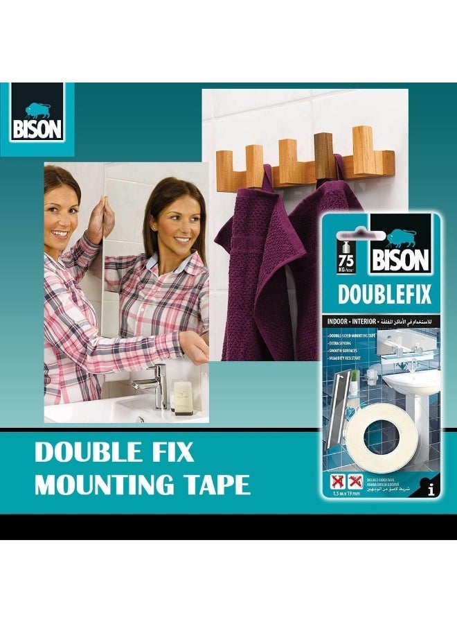 Bison DoubleFix Double Sided Mounting Tape Invisible Card 1,5m x 19mm,Easy Indoor Fixing & Decorating - Image 5