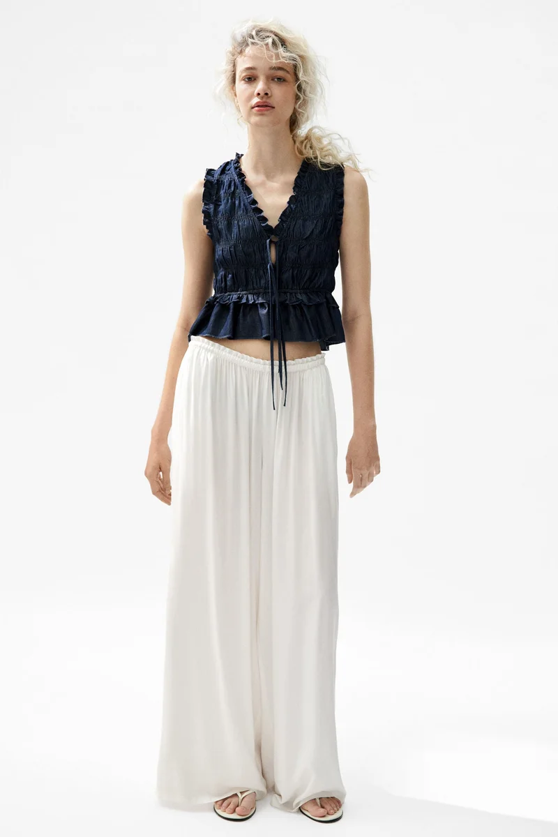 H&M Smocked denim top
