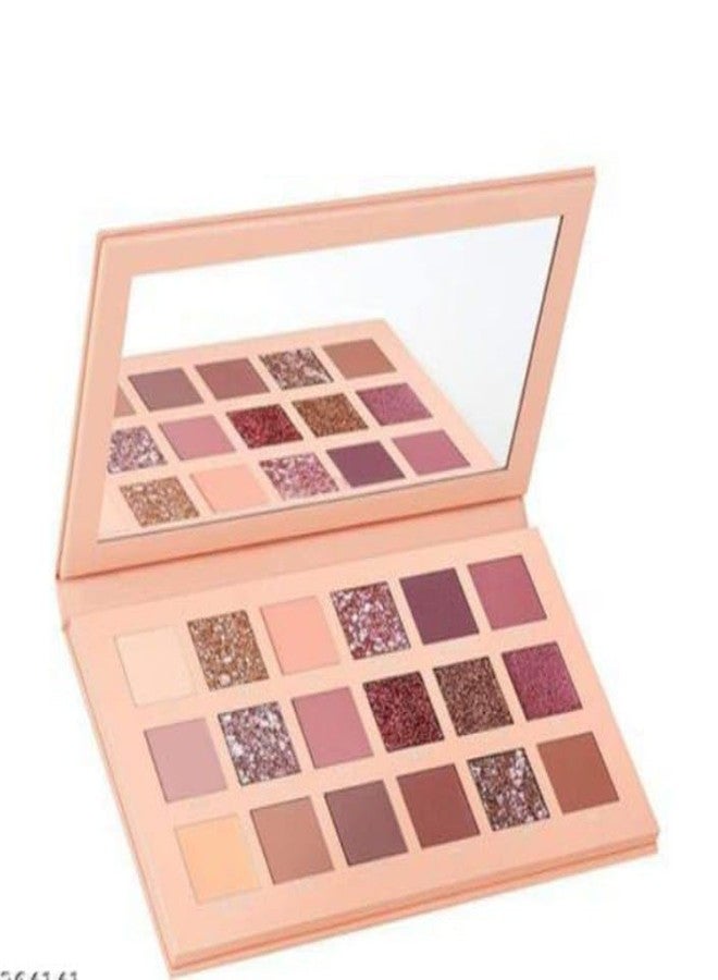 JAAYANSHA Nude Eyeshadow Palette 18 Shimmery Matte Shades & Pink Beauty Blender, Shimmery & Matte Finish (2 Items In The Set) - Image 3