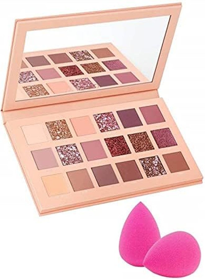 JAAYANSHA Nude Eyeshadow Palette 18 Shimmery Matte Shades & Pink Beauty Blender, Shimmery & Matte Finish (2 Items In The Set) - Image 1