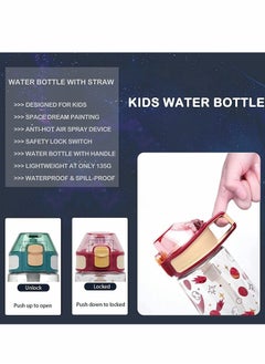 Generic Kids Water Bottle with Straw, 450ML Measurement Handle BPA-Free for School, Children's Suction Nozzle Plastic Scale Cup Portable Pop Up Cover Learning Drinking Straw  - Image 4