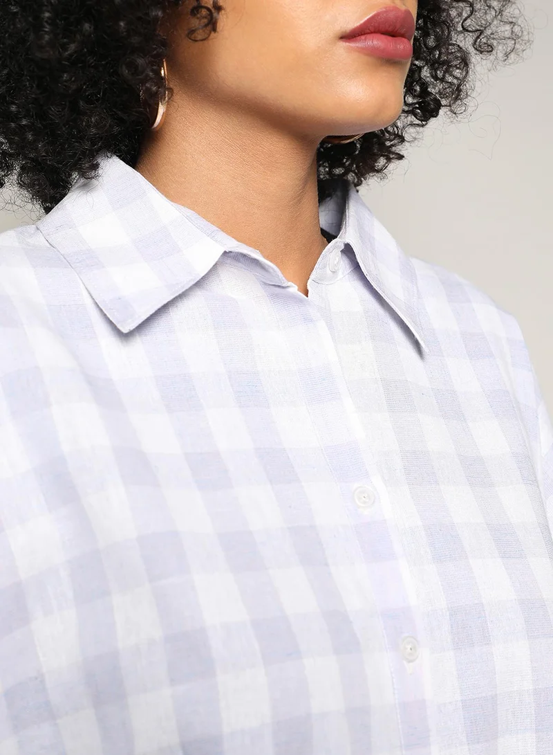 PINACOLADA  Women's Lavender Tartan Plaid Boxy Shirt for Women | Best Price UAE