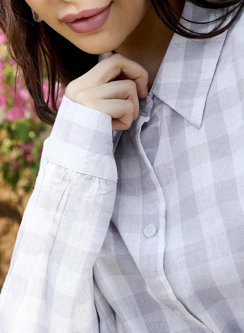 PINACOLADA  Women's Lavender Tartan Plaid Boxy Shirt for Women | Best Price UAE