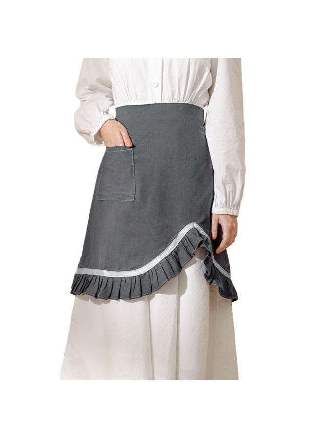 Women Half Apron Retro Waist Apron Ruffle Vintage Apron with Pocket for Chef Cafe Server Waiter Cooking Kitchen - Image 1