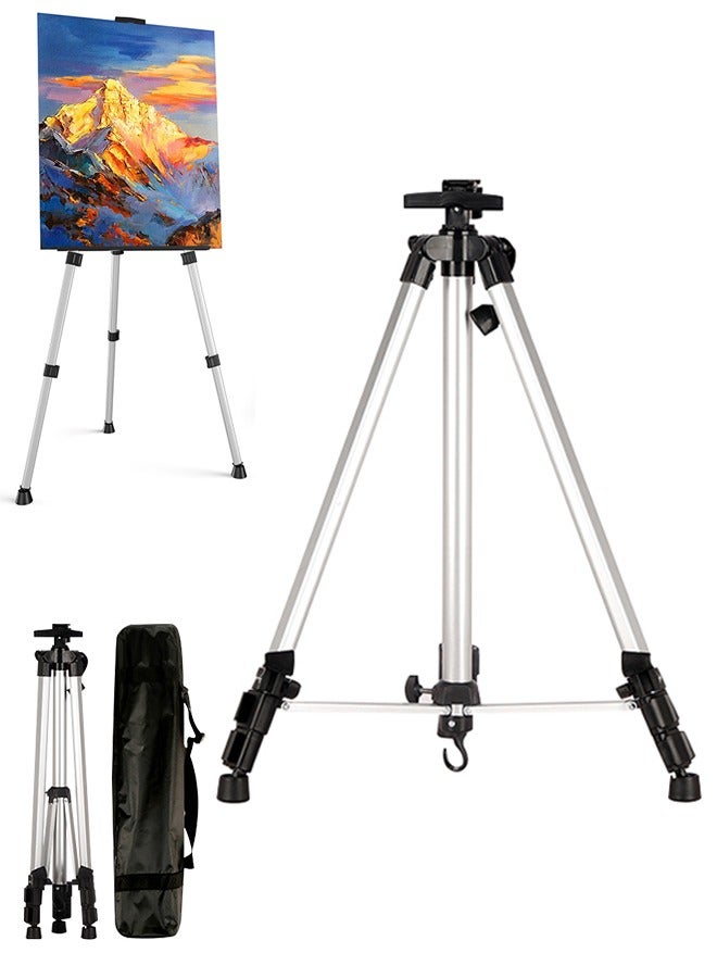 Generic 1.55m Adjustable Alloy Easel Professiona Sketch Drawing Stand With Inclinable Mast Sturdy Metal Art Display Canvas Foldable with Storage Bag For Artists Easel Stand For Painting  - Image 1
