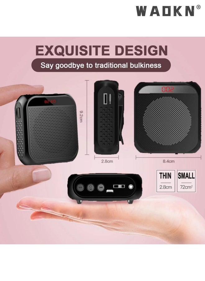WAOKN Voice Amplifier with Wired Microphone Headset, Portable Rechargeable PA System Speaker Personal Microphone Speech Amplifier, Loudspeaker for Teachers, Tour Guides/Coaches Metting/Yoga/Fitness (Black)  - Image 5