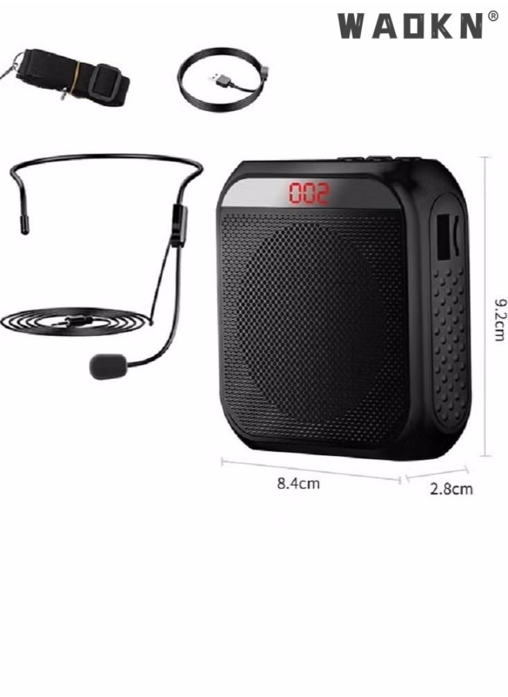 WAOKN Voice Amplifier with Wired Microphone Headset, Portable Rechargeable PA System Speaker Personal Microphone Speech Amplifier, Loudspeaker for Teachers, Tour Guides/Coaches Metting/Yoga/Fitness (Black)  - Image 4