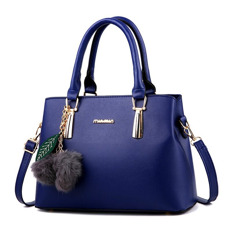 Dreubea Women's Leather Handbag Tote Shoulder Bag Crossbody Purse (Blue) - Image 1