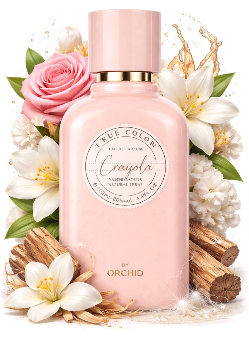 Orchid True Color Crayola Pour Femme Eau De Parfum 100ml Perfume for Women Long Lasting Floral Musk Fragrance with Neroli Lemon Rose Sandalwood White Musk - Image 1
