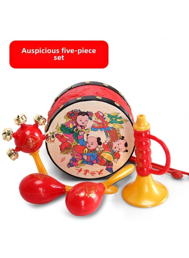 Baby Infant Newborn Toys Auspicious Traditional Rattle 0-3 Years Old Traditional Educational Hand Enlightenment Toys-Color:Auspicious Six-piece Set - Image 4